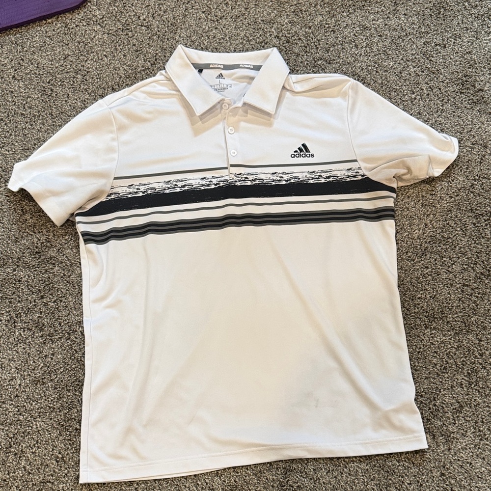 Adidas Men's Polo Shirt in White with Black Accents